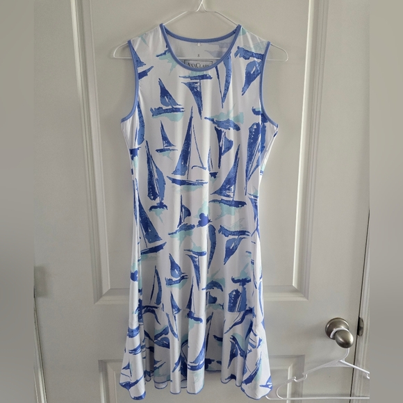 Ana Clare Blue and White Nautical Print Preppy Dress - Picture 1 of 1